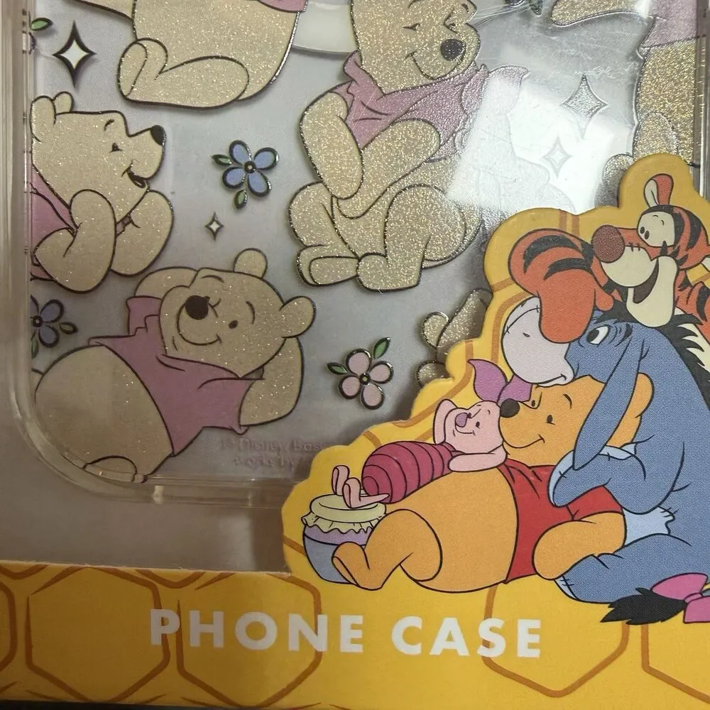 Disney Winnie The Pooh iPhone 13 / 14 / 15 Glitter Phone Case Honeypots Flowers